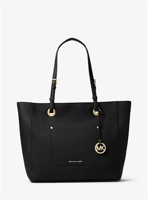 michael kors black work tote|Michael Kors shopper tote.